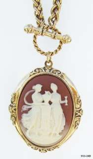 1928 JEWELRY BOUTIQUE FAUX CAMEO PENDANT LOCKET TOGGLE SNAKE CHAIN 