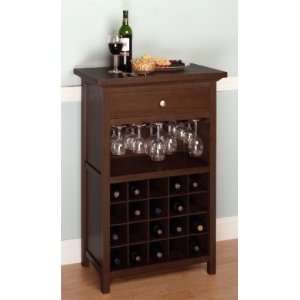  Wine Cabinet with  1  Drawer and Glass Holder, Holds 20 Bottles 