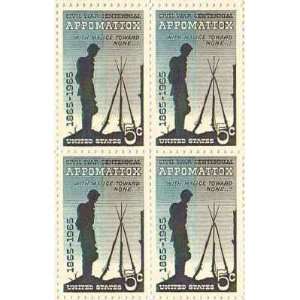  Civil War Appomattox Set of 4 x 5 Cent US Postage Stamps 