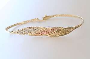   color Gold Black Hills Mesh Weave Bracelet 6.7 Grams Rose YG WG Estate