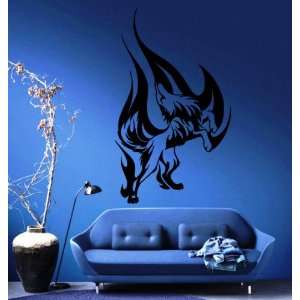 Wolfs Howl in Flames Animal Tribal Design Wall Mural Vinyl Decal 