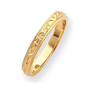  3mm Ladies Hand Engraved Band   14k Yellow Gold Jewelry