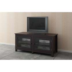 Espresso/ Glass Doors TV LCD Stand Console  Overstock