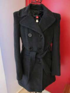 BEBE WOOL JACKET coat double breasted 168013 black charcole  