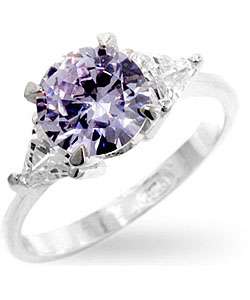 Sterling Silver Round Lavender CZ Ring  Overstock