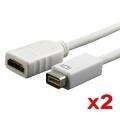 White 5 inch Mini DVI to HDMI Male to Female Cable Adapter (Pack of 2 