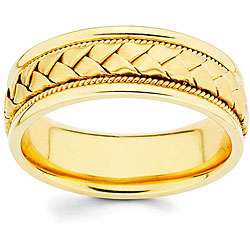 14k Gold 8 mm Hand braided Comfort fit Wedding Band (size 9 12.5 