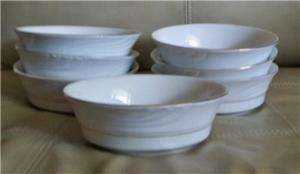 Gibson Everyday China White Embossed Waves Gold Bowls  