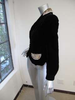 Marc Jacobs Black Velvet Long Sleeve Multi Color Sequin Trim Jacket 2 