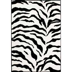 Alexa Zebra Animal Print Black/ Ivory Rug (710 x 1010)   