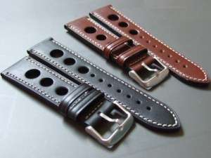 NOS Genuine Leather Perforated and Stitched Watch Strap   Le Mans 964P 