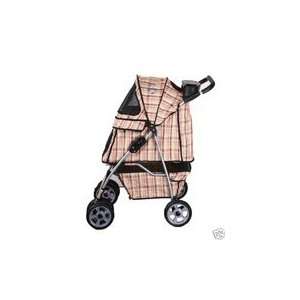  Pink Plaid Heavy Duty Pet Stroller: Pet Supplies