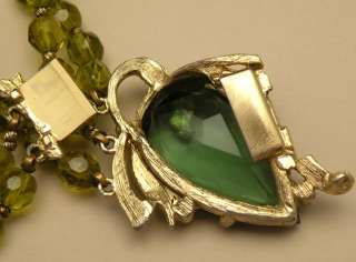   Green Rhinestones Butterscotch Bakelite Beads Necklace Earrings  
