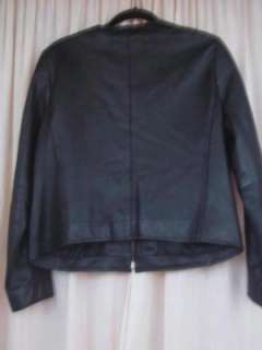 VALERIE STEVENS black new zealand lambskin zip front leather jacket 