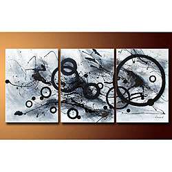    Hand painted Gallery wrapped Canvas Art (Set of 3)  Overstock