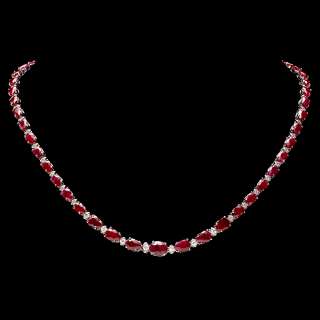 24350 CERTIFIED 14K WHITE GOLD 28.50CT RUBY 1.00CT DIAMOND NECKLACE 