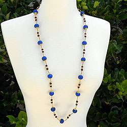 Royal Blue Bone Bead Necklace (India)  Overstock