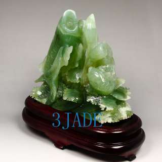   Translucent Xiu Jade / Serpentine Carving / Sculpture Koi Fish Statue