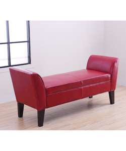 Drake Burnt Red Leather Bench  