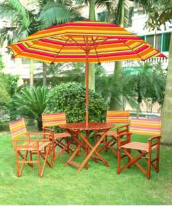 Directors Chair Patio Table, Chairs & Umbrella Set  Overstock