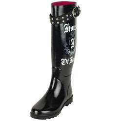 Juicy Couture Spirit Black Shiny Rubber Rain Boots  