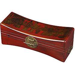 Handmade Red Leather Chinese Empire Jewelry Box  