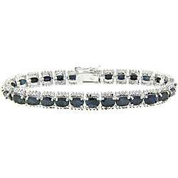 Sterling Silver Sapphire and Diamond Accent Bracelet  Overstock