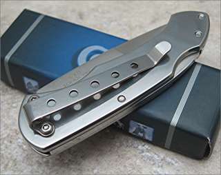   stainless blade. Polished stainless handles. Stainless pocket clip