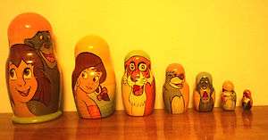 Russian Handmade 7pcs. Nesting Dolls Set Disney Jungel Book 
