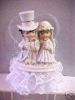 Vintage Looking Bride and Groom with a top Hat Cake Top  