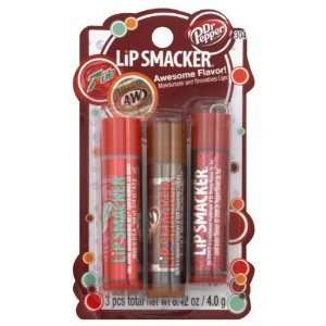  Lip Smacker Trio Dr. Pepper, Cherry 7UP, and A&W (Pack of 