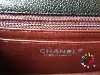 Authentic Chanel A65055 Black Caviar New Classic Mini Flap 4 Grommets 