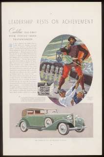 1933 green Cadillac V 12 all weather Phaeton car ad  