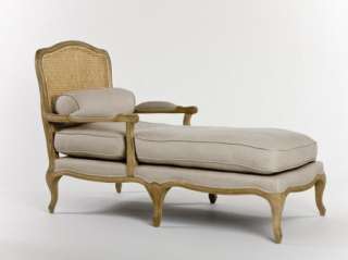 Chaise Lounge with Linen Upholstery and Natural Oak  