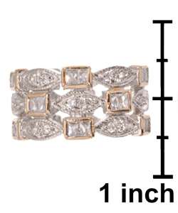 Icz Stonez Sterling Silver/18k Gold CZ Three row Ring  Overstock