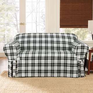 Sure Fit Soft Suede Plaid Sofa Slipcover  Overstock