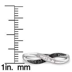10k White Gold Black and White Diamond Crossover Ring  