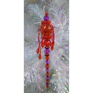  Red & Purple Beaded Fringe Finial Christmas Ornament: Home 