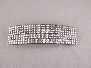   sparkly rectangle barrette hair clip 3 3/8 long faceted crystal beads