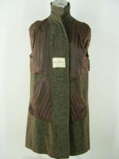 men coat overcoat wool brown Harris Tweed 60s vtg L 44R  