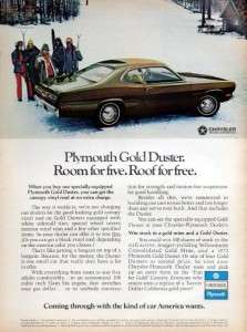 1972 Plymouth Gold Duster Original Color Ad  