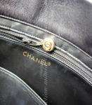 Auth Chanel BLACK lamb quilted vintage XL tote shoulder handbag bag 