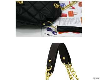 New Lady Gold Chain Quilted Tassle Handbag Shoulder Tote Shopper Bag 