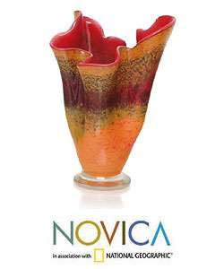   Handkerchief Hand blown Murano Glass Vase (Brazil)  Overstock