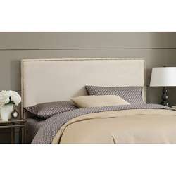 Wrightwood King size Oatmeal Micro suede Nail Button Headboard 