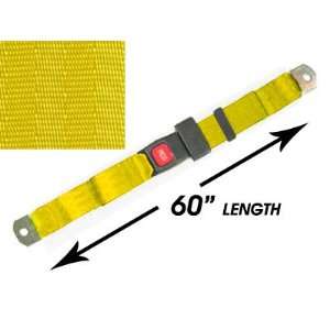  2 point Lap Seat Belt, Yellow, 60 Inch Length with Push 