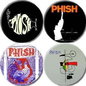  Set of 4 PHISH Pinback Buttons 1.25 Pins / Badges 