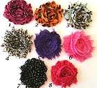 12 Shabby Style Frayed Chiffon Flowers    Printed and Dots   GRAB BAG