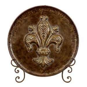 Metal Charger Plate   Oversized Medallion Plaque & Stand with Fleur De 