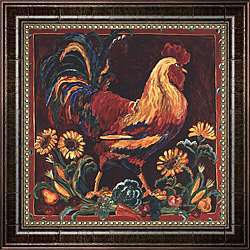 Suzanne Etienne Rooster Rustic Framed Canvas Art  Overstock